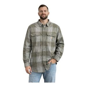 NWT Carhartt Loose Fit Heavyweight Green Flannel Plaid LS Shirt Size 2XL